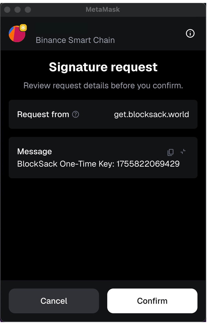MetaMask Signature Request